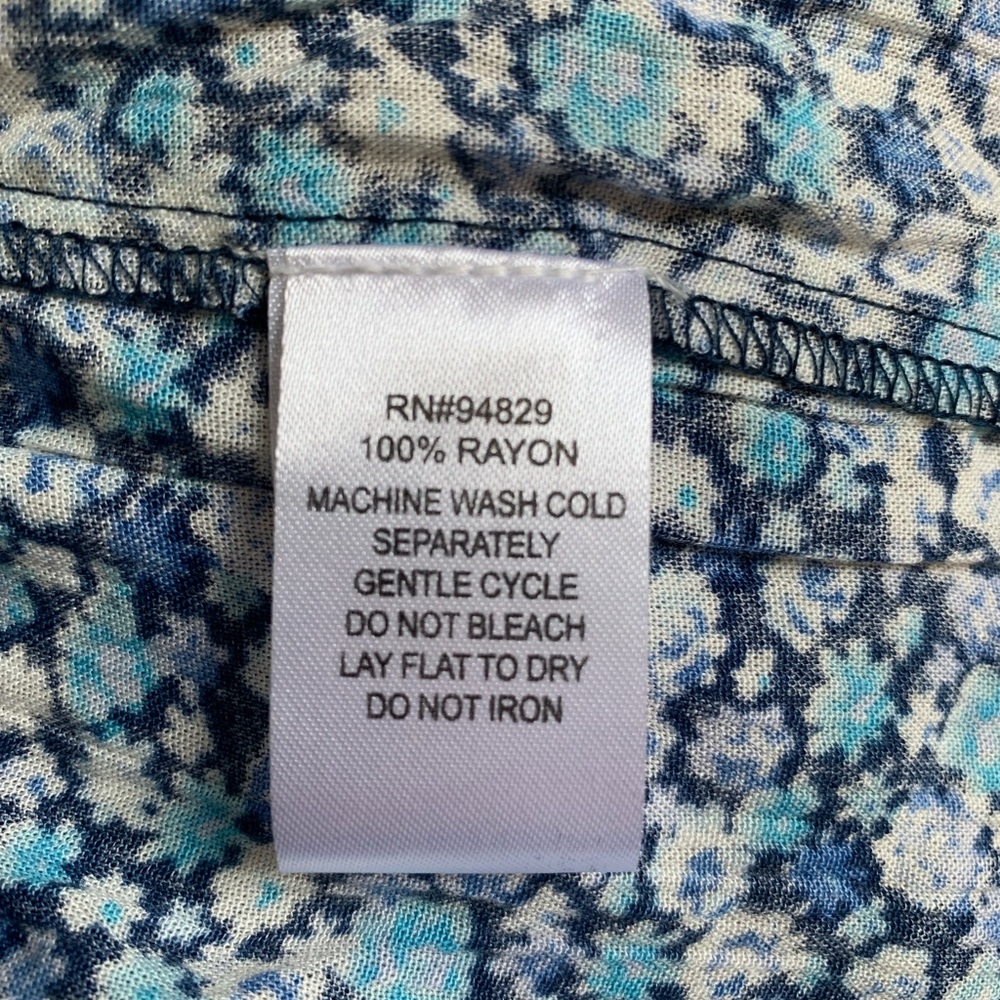 PLANET GOLD NWT! Women’s PLUS Babydoll Dress Blue/White Floral Tiered Flowy 3X‎ - Picture 11 of 12